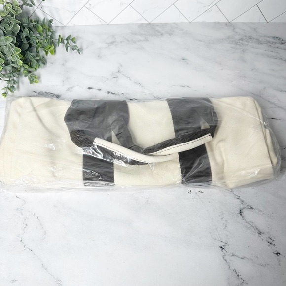 Le Bar Marche Le Plage Tote Canvas Bag Cream Brown Large - Picture 8 of 9